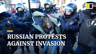 Russian protests against Ukraine invasion continue despite risk of arrest