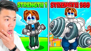 Becoming The STRONGEST Player in Roblox Strongman Simulator!