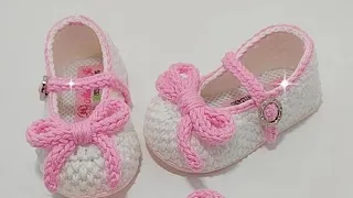 sapatilha / sapatinho para bebê de crochê Alice, tamanho 9 cm/ n° 15 (0-3)meses.