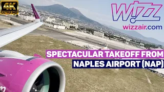 4K Wizz Air | Airbus A321neo | Beautiful Takeoff from Naples Airport with Vesuvius in the background