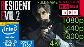 Resident Evil 2 Remake - RX 580 - i5 8400 - 1080p - 1440p - 1800p - 4K - i3 8100 - Full Game Test