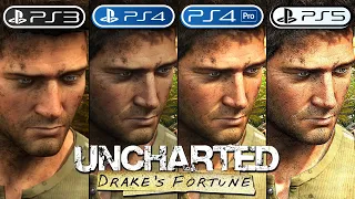 Uncharted Drake's Fortune | PS3 vs PS4 vs PS4 Pro vs PS5 | Graphics Comparison (Side by Side) 4K