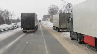 Гололёд буксуем на м7 трассе Владимир Нижний Новгород