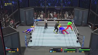 WWE 2K24 The Living Legends and Carl Johnson Fight each other Elimination Chamber