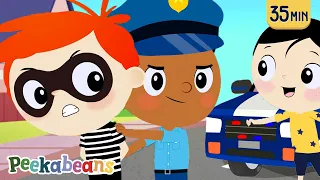 Policemen Catch The Bad Guys 👮‍♂️🚓  | Learning Jobs | Peekabeans Kids Song