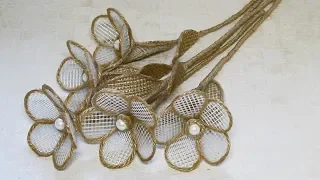 Jute flowers. A very easy way of crafts.