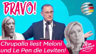 BRAVO! Tino Chrupalla liest Meloni und Le Pen die Leviten!