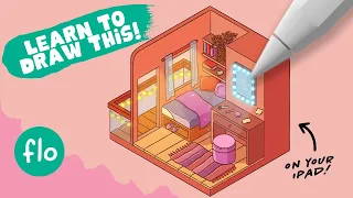 You Can Draw This ISOMETRIC ROOM in PROCREATE