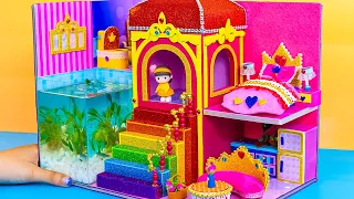 How To Make Beautiful Mini Castle with Princess Bedroom, Aquarium from Cardboard❤️DIY Mini House