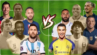 Pele Messi Cruyff Neymar Ronaldinho Lewandowski VS Maradona Ronaldo Mbappe Benzema Nazario R9 Ibrahi