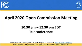 Open Commission Meeting - April 2020