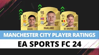 EA SPORTS FC 24 | MANCHESTER CITY PLAYER RATINGS PREDICTION FT. HAALAND, DE BRUYNE AND RODRI