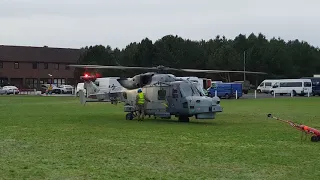 Royal Navy Wildcat start up and take off from Altcar