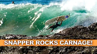 Surfing. Epic Snapper Rocks Carnage, Fails, Bails & Wipeouts!