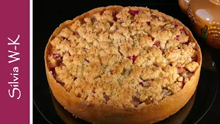 Rhabarberkuchen mit Pudding / ohne Gelatine / mit Streusel