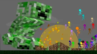 ESCAPING THE GIANT CREEPER IN Algodoo sTICKMAN ! HURRY!! - Survival Race in Algodoo - marble race