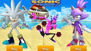 Sonic Dash - Silver Vs Boss Battle Eggman Vs  Boss Battle Zazz Vs Blaze All Characters Unlocked