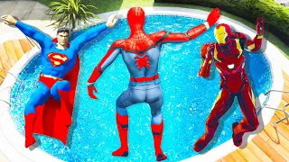 SUPERHERO TEAM Jumps into POOL - GTA 5 Water Ragdolls (Spiderman Funny Moments) #19