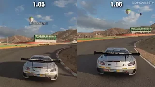 Gran Turismo Sport Beta - 1.05 vs 1.06 - Mercedes SLS AMG at Willow Springs