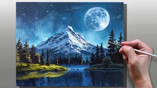 How to Paint Moonlight Landscape / Step-by-Step Acrylic Painting / Correa Art
