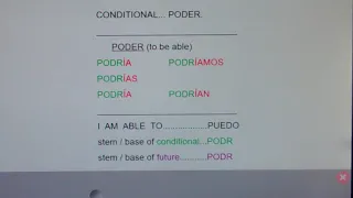 conditional:  poder and valer- podría, podrías, valdría, valdríamos.