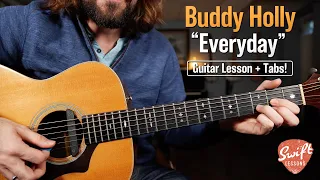 Buddy Holly "Everyday" Beginner Friendly Guitar Lesson + Tabs!
