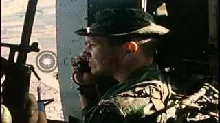 UH-1D helicopters of the US Army take soldiers to Nui Ba Den Mountain, Vietnam. HD Stock Footage