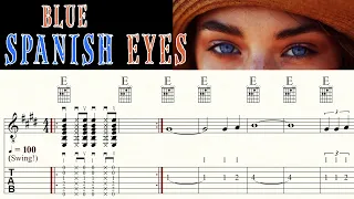 (BLUE) SPANISH EYES | BERT KAEMPFERT | Guitar Lesson | Melody & Chords | TAB & Sheet music