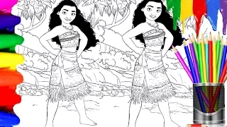 Disney Princess of Pacific MOANA Coloring Book Pages Videos for children Learning Colors