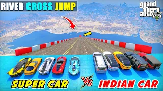 GTA 5 INDIAN CARS VS SUPER CARS RIVER CROSSING JUMP CHALLENGE - Gta 5 Gameplay