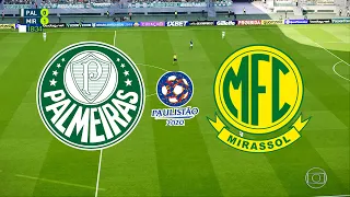 PALMEIRAS X MIRASSOL - CAMPEONATO PAULISTA 2020 – 6ª RODADA - 16/02/2020 - PES 2020