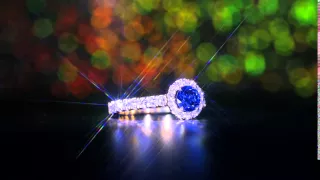 Blue Diamond Halo Style Engagement Ring