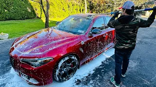 Alfa Romeo Giulia QV Rosso Etna Car Wash | Auto Fanatic