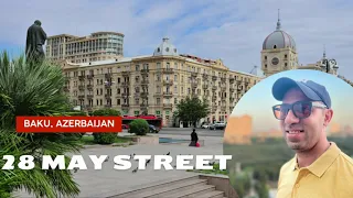 Baku 28 May street Walking Tour 4K / Bakı Mərkəzində gəzinti / Прогулка по центральным улицам Баку