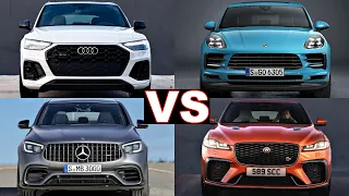 2021 Audi sq5 vs porsche macan vs glc 43 coupe vs jaguar f-pace! sq5, macan gts, glc coupe, f pace!