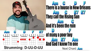 House Of The Rising Sun - The Animals (Ukulele Play Along with Chords and Lyrics)