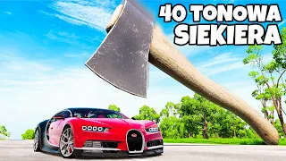 ❄️ AUTA KONTRA OGROMNA 40 TONOWA SIEKIERA  | BeamNG Drive |