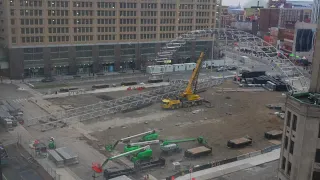 VIDEO: Timelapse shows NFL Draft stage construction in Detroit