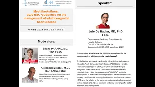 Webinar « Meet the Authors: 2020 ESC Guidelines for the management of adult congenital HD"