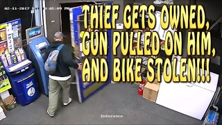 SHOPLIFTER GETS HIS BIKE STOLEN