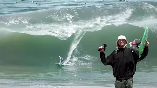 Remote Controlled Surfer In Large Shorebreak Waves!