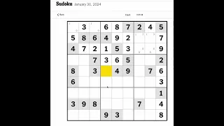 New York Times Sudoku Hard January 31, 2024 Walkthrough