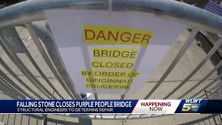 Purple People Bridge closed by officials after section of debris falls