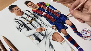 Drawing Ronaldo vs Messi (2021) • Time Lapse