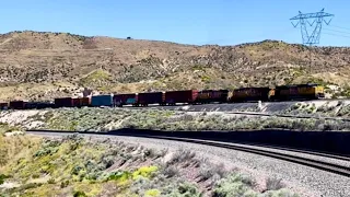 Thunder Cab EMD SD70ACe Lead! K5LA Horn! UP Heavy Manifest Grinds Uphill at Silverwood Cajon Pass Ca