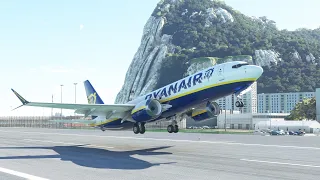 Dangerous Airport Gibraltar!!! Smooth Landing RYANAIR Boeing 737 MAX at GIBRALTAR AIRPORT MFS2020