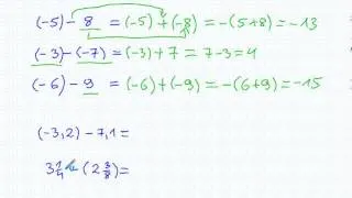 Odejmowanie liczb całkowitych (ujemnych) - Matematyka Szkoła Podstawowa i Gimnazjum