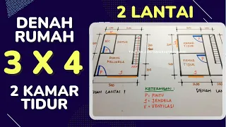 Denah Rumah 3x4 2 Kamar Tidur 2 Lantai Yg Bagus