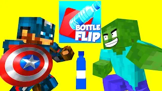 Monster School : AVENGERS VS MONSTER SCHOOL BOTTLE FLIP TOURNAMENT CHALLENGE - Minecraft Animation