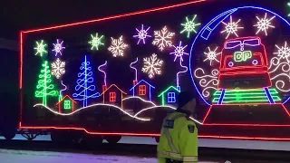 CPKC Holiday Train lights up Sudbury 2023 (K13B Jingle-bell horn show) (Arrival-Departure)